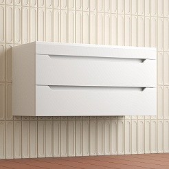 Style Line Тумба под раковину Остин 100 подвесная белая матовая – фотография-5